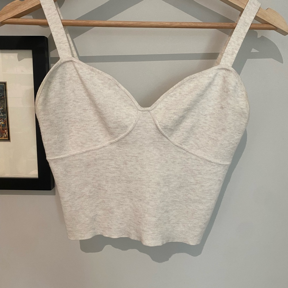 Aritzia Wilfred soft tank in heathered oatmeal